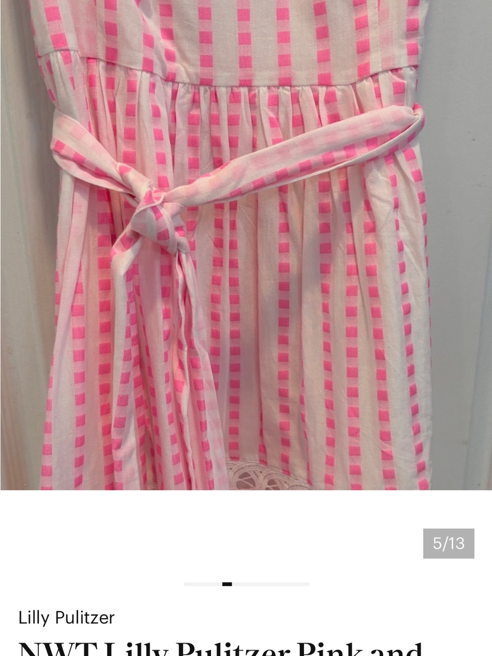 NWT Lilly Pulitzer Pink and White Striped Tie-Waist Maxi Dress - Picture 5 of 12